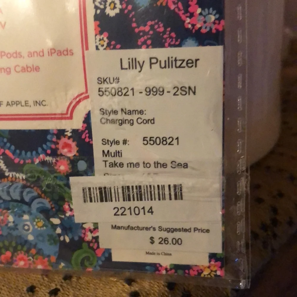 Lilly Pulitzer Charging Cord Featured in Take Me To The Sea